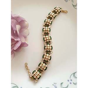 Ajustable diseñador Kundan Polki piedra fina pulsera de cuentas - Product Image 1