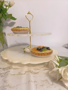 Soporte para pasteles de 2 niveles de resina blanca, bandeja de postre elegante minimalista para pasteles, pasteles, aperitivos, fiestas y exhibición de Mesa para el hogar - Product Image 5