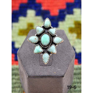 Anillo Ajustable de Plata de Ley y Turquesa Paloma Inspirado en el Suroeste, Joyería de Acero Inoxidable de Moda con Engaste de Bisel, Regalo - Product Image 1