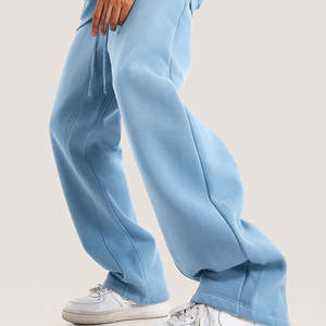 Pantalons de survêtement d'hiver unisexes en gros personnalisés 2025, 345 g, en spandex/coton, molleton, taille mi-haute élastique, coupe droite vintage, surdimensionnés - Product Image 1
