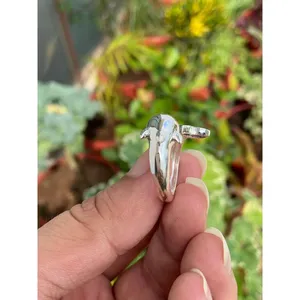925 <b>Silver</b> Dolphin <b>Ring</b> Vintage <b>Boho</b> Marquise Shape 14k Fine Jewelry with Vermeil Plating Gemstone Inlay Dainty Everyday Wear - Product Image 5