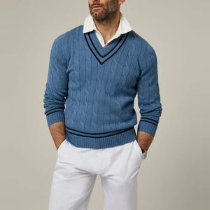 Spring Winter Customized Fashion Cabel Knit <b>Cricket</b> <b>Sweater</b> 100% Cotton Fleece Plain Cabel Knit <b>Cricket</b> <b>Sweater</b> - Product Image 3