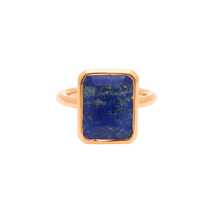 Lapis Lazuli Forme Baguette 15x12mm Or Vermeil Ensemble de Lunette en Argent Sterling 925 Bague de Mariage Convient pour les Femmes pour les Fêtes - Product Image 2