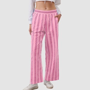 กางเกงวอร์มเอวสูงของผู้หญิงกางเกงผ้าแคนวาสสำหรับใส่ได้ทุกวันมีแถบคาดเอวยางยืดและกระเป๋าสวมใส่สบาย - Product Image 3