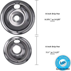 ถาดรองน้ำมันโครเมียมสำหรับ Range Kleen รุ่น 10124XZ ขนาดเล็ก 6 นิ้ว 3 ชิ้น + ขนาดใหญ่ 1 ชิ้น ทนทานเป็นพิเศษ - Product Image 2