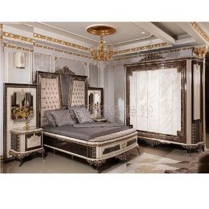 Metálico pulido tallado a mano muebles de dormitorio principal europeo 6 piezas conjunto de dormitorio Imperial tallado a mano muebles de dormitorio - Product Image 1