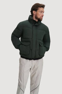 Nouvel arrivage de doudoune coupe-vent pour hommes avec poignets côtelés et boutons-pression 2 poches plaquées sur le devant, vestes d'hiver à bulles d'extérieur durables pour hommes - Product Image 3