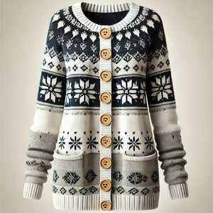 Suéter Cárdigan de Algodón para Mujer, Estilo Informal, con Botones de Encaje, Cuello en V, Manga Larga, Venta al por Mayor, Personalizado - Product Image 1