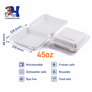 Contenitore per Pranzo EcoSmart 9x9 Bianco in PP con Coperchio, 1 Scomparto, Adatto al Microonde, Stile Casual H-ML91W 3h Corporation - Product Image 2