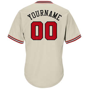 Maillot de baseball unisexe pour adulte, col en V, style rétro rouge-noir, en maille côtelée, personnalisé, 100 % polyester respirant, motif 3D - Product Image 3