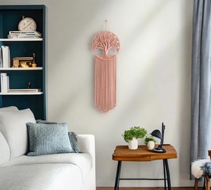 Tapiz de Macramé Redondo Blanco con Diseño de Árbol para Decoración del Hogar, Exhibición de Pared Elegante e Interiores Inspirados en la Naturaleza de la India - Product Image 6