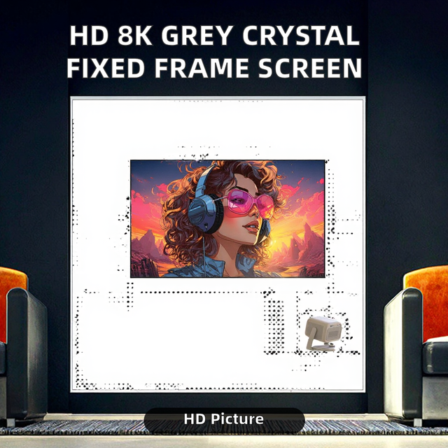 Aluminum Frame Projector Screen Fixed Wall Mount Matt White Non-Potable Home Theater Office Use