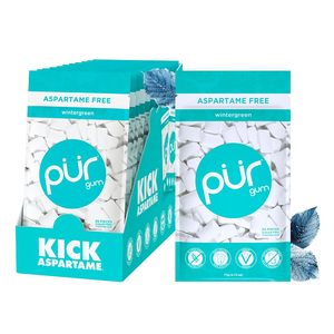Goma PUR |   Chicle Sin Aspartamo |   100% Xilitol |   Goma de mascar con sabor a Wintergreen natural, 55 piezas (paquete de 12) - Product Image 2