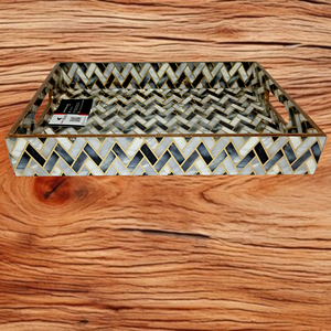 Lot de 3 plateaux de service en bois émaillé imperméable plateau à café en MDF artisanal taille 15x11x2 pouces - Product Image 1