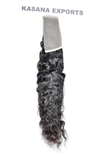 Extensions de cheveux indiens Remy 100% naturels noirs, cuticules alignées, bouclés, frontal 13*6, double trame tissée à la machine, 100g, origine indienne - Product Image 3
