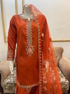 2025 farshi shalwar mới tinh khiết lụa thủ <span class=keywords><strong>c</strong></span>ông Áo sơ mi <span class=keywords><strong>c</strong></span>ùng với Thêu farshi salwar & thêu dupatta anarkali - Product Image 3