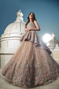 -หรูหรา-ชุดเจ้าสาวที่มีความหนัก-เย็บปักถักร้อย-Koti & Lehenga-ประดับด้วยลูกปัดแก้วคริสตัลสำหรับงานแต่งงาน = 2021... - Product Image 3