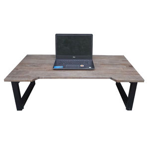 SGDesk 100x60cm Brown Rubber Wood Minimalist Design <b>Foldable</b> <b>Legs</b> Low <b>Table</b> <b>with</b> Folding <b>Legs</b> Model SGD005 - Product Image 2