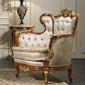 Juego de Sofás Estilo Luis XV Clásico Americano, Madera Maciza Tallada a Mano, Decoración con Borlas de Tela Bordada de Alta Gama, Venta al Por Mayor - Product Image 6