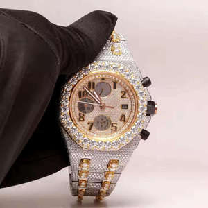 Reloj de Pulsera Automático Unisex de Lujo, Estilo Hip Hop, Cronógrafo, Completamente Engastado, Calidad Premium de Marca, Diamante Moissanita Antiguo, Cristal Analógico - Product Image 1