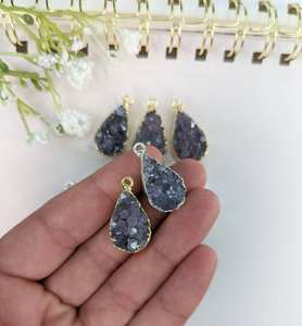 Colgante de amatista en forma de lágrima, joyería de cristal Natural chapada en oro de 14K de Plata de Ley 925 galvanizada para mujer - Product Image 4