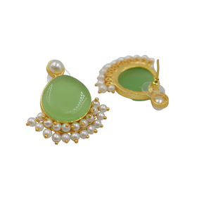 Bijoux de boucle d'oreille de mode à la mode en gros femmes boucles d'oreilles suspendues en pierre en laiton plaqué or - Product Image 4