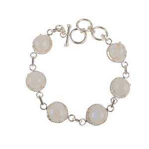 Rainbow Moonstone Tennis Charm Bracelet 925 Sterling <b>Silver</b> Handmade Zircon Luxury Jewelry for <b>Women</b> Anniversary Gift - Product Image 5