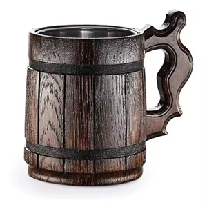 แก้วไม้ตกแต่งพร้อมถ้วยสแตนเลสทำด้วยมือแก้วเบียร์แบบมีความต้องการสูงที่นี่ - Product Image 4