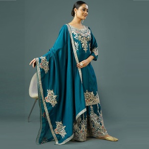 Conjunto de Ropa Étnica de mujer India completamente cosida Palazzo Salwar Kameez para ocasiones de fiesta de boda a precios al por mayor - Product Image 1