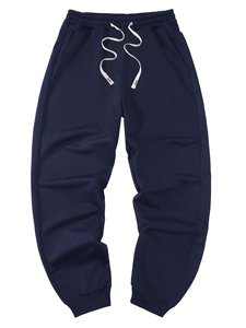 กางเกงวอร์มลำลองของผู้ชายแบบผูกเชือกผ้าใบน้ำหนักเบาขนาดกลาง330กรัมมีเชือกผูกโลโก้ตามสั่ง - Product Image 5