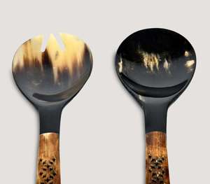 Manche sculpté corne naturelle cuillère de service miroir Royal élégant écologique léger artisanat indien cadeau de mariage - Product Image 5