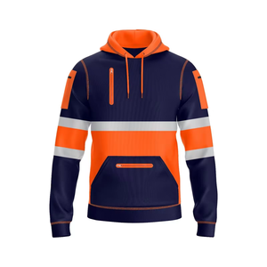 เสื้อสวมหัวมีฮู้ดผ้าขนแกะไมโครไฟเบอร์ปลอดภัยแบบสองสีสีส้มสีกรมท่าระบายอากาศได้ดี - Product Image 6