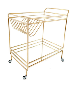 Carros de barra de Metal de diseño de tendencia de latón AK con acabado dorado con carro de barra atractivo de 3 niveles de vidrio para muebles de bar/cafetería - Product Image 2