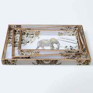 Bandeja de servicio ecológica hecha a mano de calidad superior con tamaño personalizable y logotipo para organizar artículos de exhibición en cada habitación de su hogar - Product Image 1