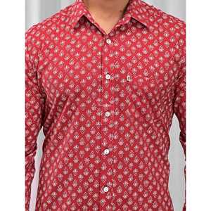 Chemise pour homme, 100% coton, imprimée avec des motifs floraux à pois, décontractée, manches longues, options de tissu popeline Oxford, fabrication ODM/OEM - Product Image 2