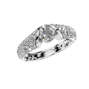 925 Sterling Silver VVS D Moissanite <b>Split</b> Shank Pave Rhodium Plated Luxury Engagement Wedding <b>Ring</b> for Women Manufacturer India - Product Image 1