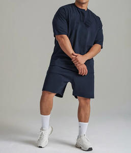 Ensemble deux pièces pour homme, prix bas, haute qualité, couleur bleu clair, manches courtes, 100% coton respirant - Product Image 5