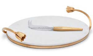 Ensemble de 2 plateaux de service en laiton plaqué pour fête, nourriture, dinde, fromage, océan, meilleure vente par Ambience Lifestyle - Product Image 4