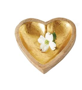 Bandeja de corazón de madera de mango con hoja de oro Plato interior Tablero de charcutería Regalos de inauguración de la casa Tamaño personalizado Color de madera natural - Product Image 4