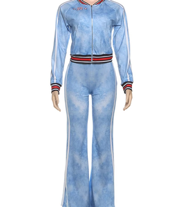 Women's Casual Sporty Short 2-Piece Set Solid Zip <b>Cardigan</b> Jacket & Breathable Embroidered Above Knee Straight Pants Outfits - Product Image 1