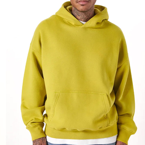 Sweat à capuche d'hiver pour homme de haute qualité, logo personnalisé brodé, poids lourd, 100% coton biologique, molleton, coupe classique, motif uni - Product Image 4