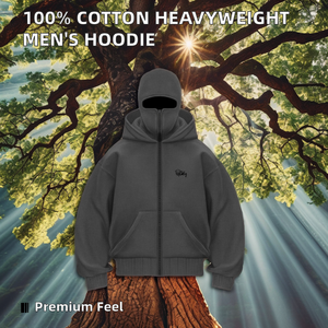 Sweat à capuche surdimensionné 100% coton 500 Gsm pour hommes avec double fermeture éclair sweatshirts à imprimé bouffant sur les épaules pour l'hiver - Product Image 3