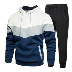 Vêtements de sport de couleur contrastée OEM avec logo personnalisé Vêtements de jogging et d'entraînement 2 pièces Ensembles de survêtements en coton polaire Nouveau style de mode - Product Image 5