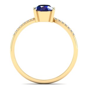 Anillo de Zafiro Azul con Corte Ovalado de 1.25 Quilates REYES Solitaire en Oro Amarillo de 14K, Certificado GRA, Joyería Fina de Moissanita para Mujer - Product Image 4