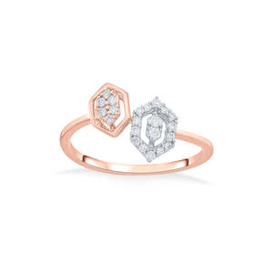 Bague en or rose avec diamants Twin Hexas Fashion - Product Image 3