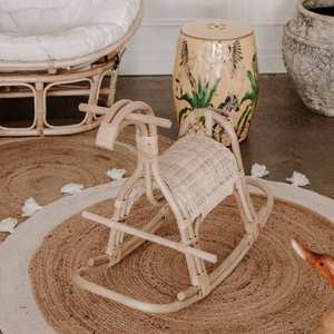 Recién llegado, mecedora de juguete para niños en forma de caballo hecha de ratán, muebles de habitación para niños para parques recreativos - Product Image 6