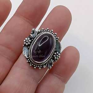 Anillo Ovalado de Amatista Hecho a Mano, Plata de Ley 925, Piedra de Nacimiento de Febrero - Product Image 5