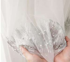 2024 nouveau luxe français haut de gamme perlé perle pure rideau broderie fenêtre moderne <span class=keywords><strong>blanc</strong></span> rideaux pour confortable salon chambre - Product Image 1