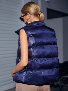 Chaqueta acolchada de invierno de último estilo de alta calidad para mujer, chaquetas acolchadas informales sin mangas al por mayor - Product Image 3