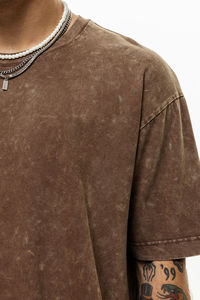 Algodón peinado de primera calidad personalizado peso pesado 100% algodón hombres camiseta 280GSM algodón grueso de gran tamaño lavado camisetas - Product Image 4